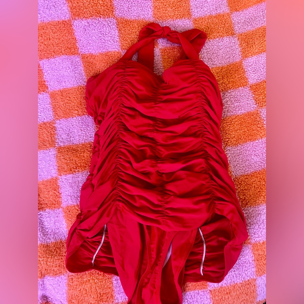 Vintage Red One-Piece Swimsuit